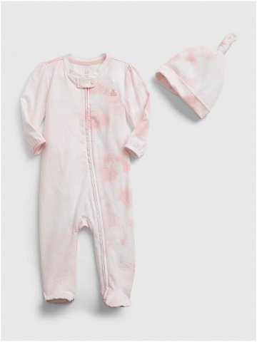 Růžový holčičí baby overal 100 organic cotton first favorite tie-dye one-piece GAP