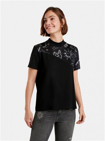 Černé dámské vzorované tričko Desigual Grace Hopper