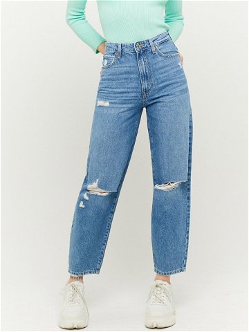 Modré zkrácené straight fit džíny s potrhaným efektem TALLY WEiJL