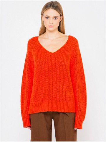 Oranžový dámský volný svetr CAMAIEU