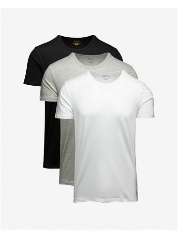 Sada tří pánských basic triček v bílé šedé a černé barvě Polo Ralph Lauren