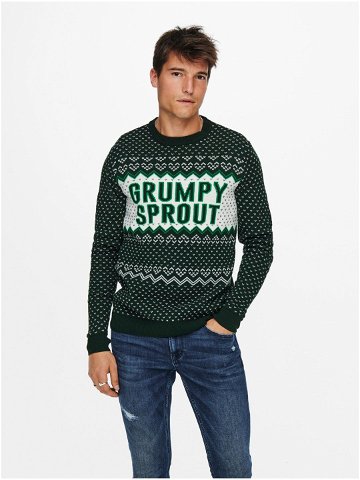Tmavě zelený vánoční svetr ONLY & SONS X-Mas