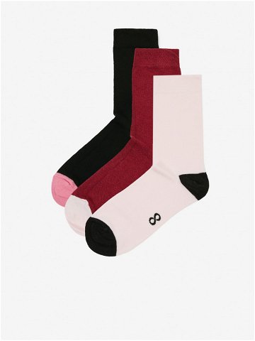 Sada tří párů dámských ponožek ve světle růžové černé a vínové barvě ZOOT lab