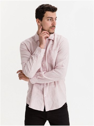 Růžová pánská lněná košile Replay
