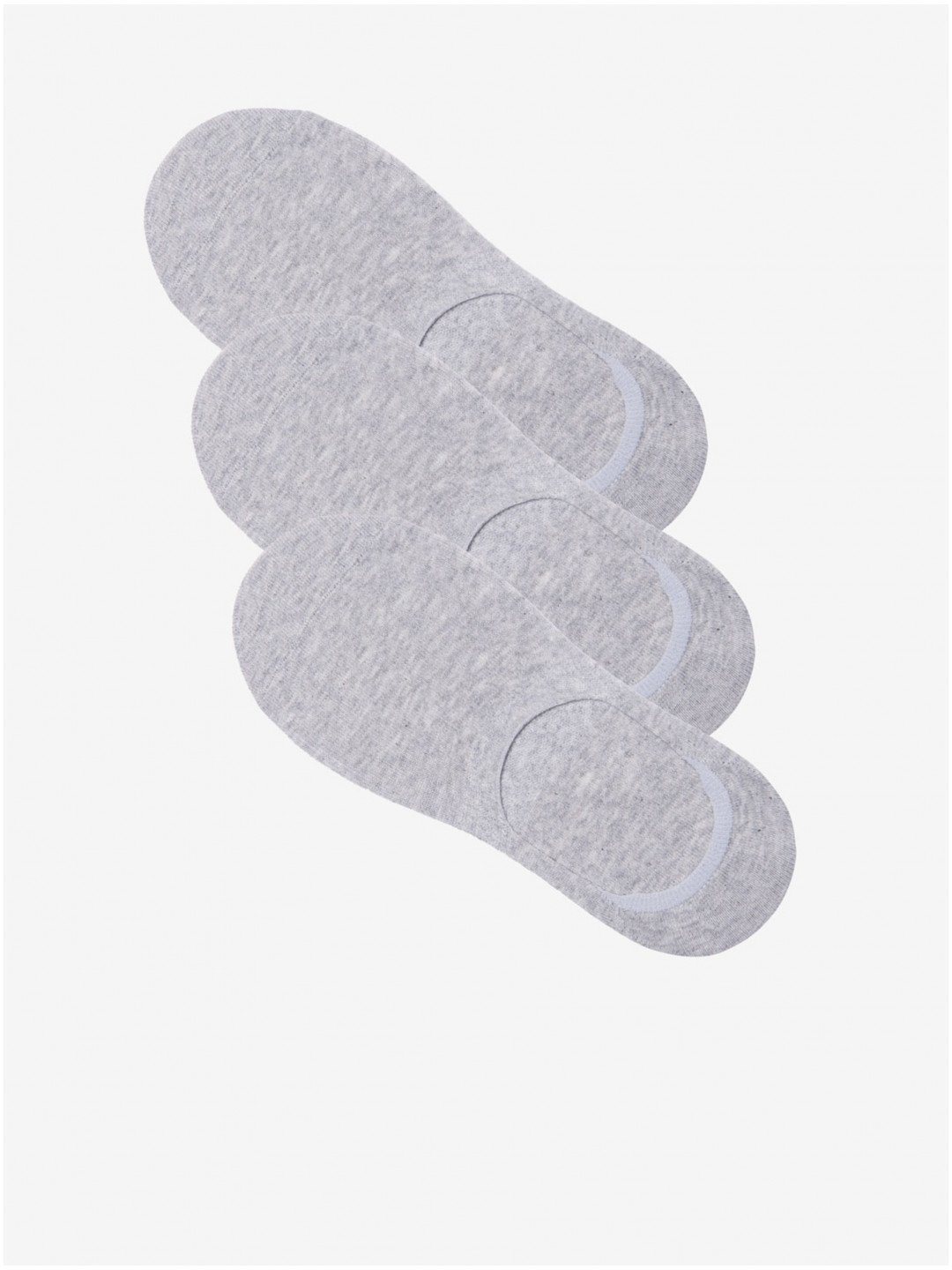 Sada tří párů světle šedivých pánských slip on ponožek Ombre Clothing