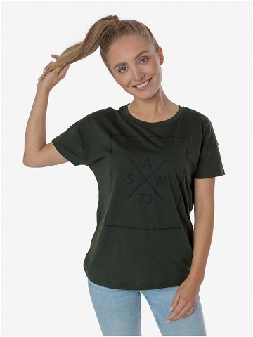 Tmavě zelené dámské tričko s potiskem SAM 73