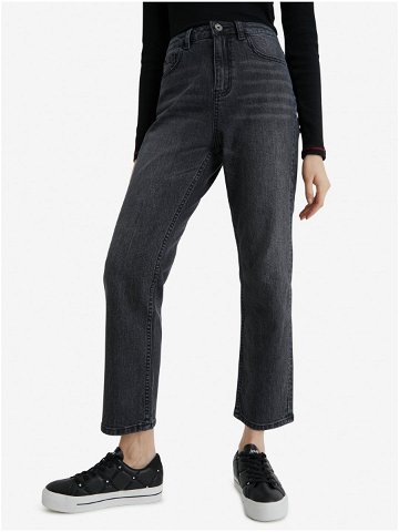 Černé dámské zkrácené straight fit džíny Desigual Scarf