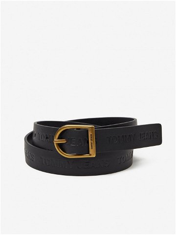 Černá dámský kožený pásek Tommy Jeans Logo Fashion Belt
