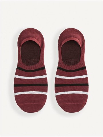 Vínové pruhované ponožky Celio Siflag