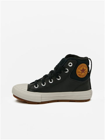 Černé klučičí kotníkové kožené tenisky Converse Chuck Taylor All Star Berkshire Boot Leather