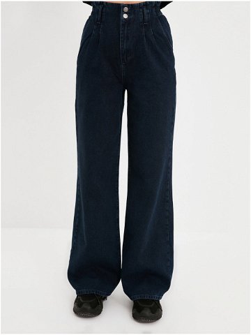 Tmavě modré široké džíny Trendyol