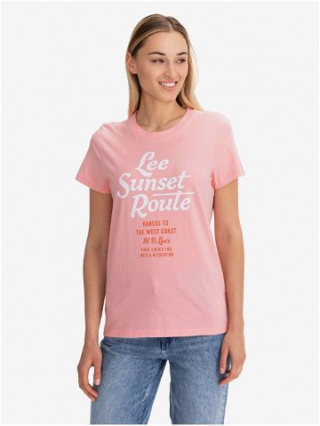 Růžové dámské tričko s potiskem Lee