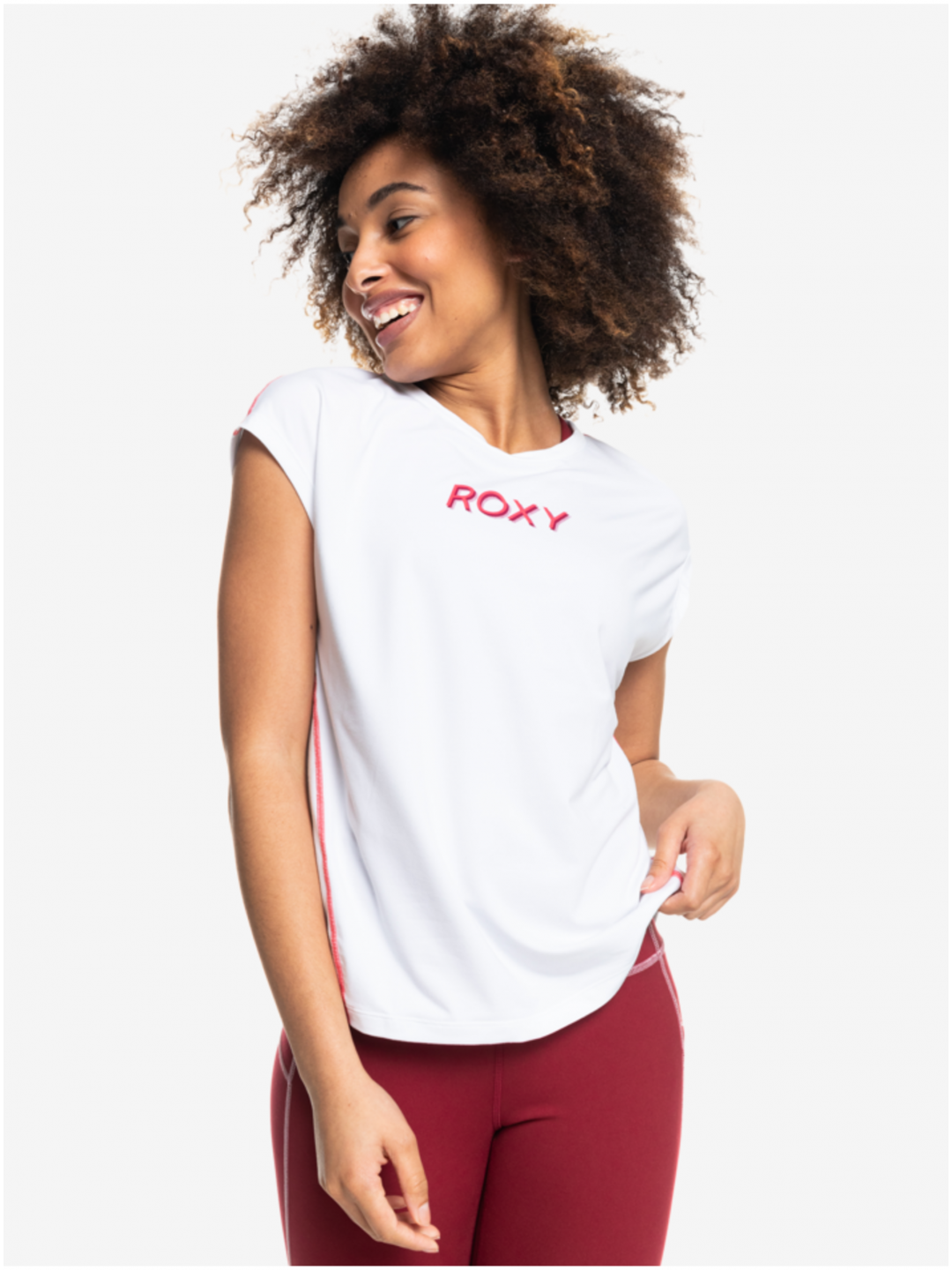 Bílé dámské tričko s nápisem Roxy Training Grl