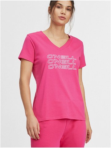 Růžové dámské tričko O Neill Triple Stack V-Neck