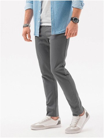 Šedé pánské chino kalhoty Ombre Clothing P1059