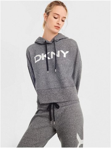 Šedá dámská mikina s kapucí DKNY Exploded Logo