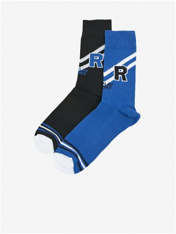 Sada dvou párů pánských ponožek v černé a modré barvě Replay