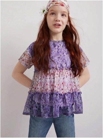 Světle fialové holčičí květované tričko Desigual Helm