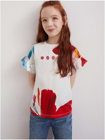 Bílé holčičí vzorované tričko Desigual Bella