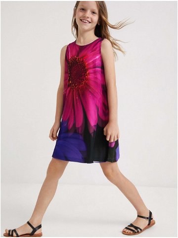 Růžovo-fialové holčičí květované šaty Desigual Manuela