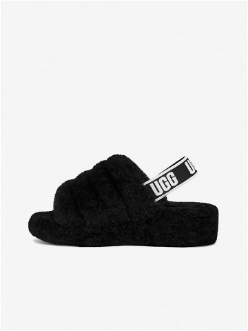 Černá dámská domácí obuv z ovčí kožešiny UGG Fluff Yeah Slide