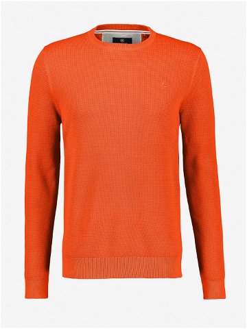 Oranžový pánský žebrovaný basic svetr LERROS