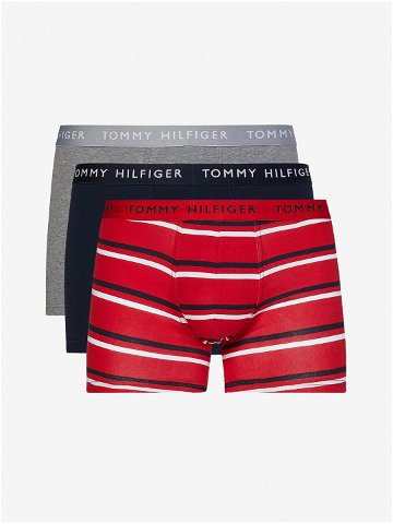 Sada tří pánských boxerek v šedé modré a červené barvě Tommy Hilfiger Underwear
