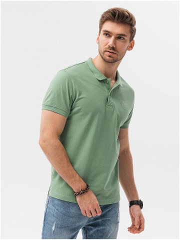 Zelené pánské polo tričko bez potisku Ombre Clothing S1374 basic basic