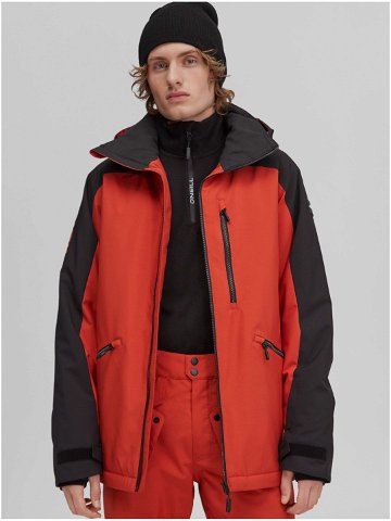 Černo-cihlová pánská sportovní zimní bunda s kapucí O Neill Diabase Jacket