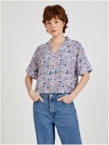 Modro-růžová dámská vzorovaná košile VANS Retro Floral