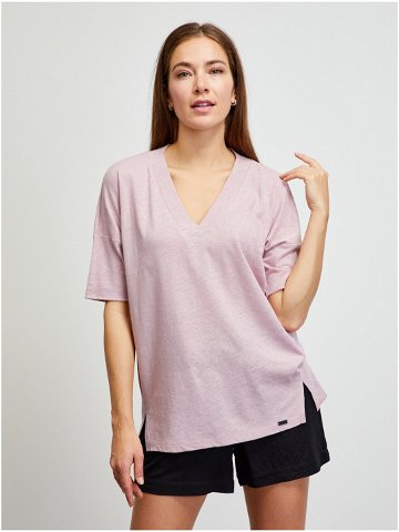 Světle růžové lněné tričko METROOPOLIS by ZOOT lab Oprah