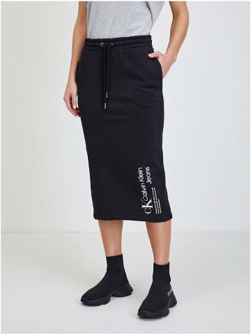 Černá dámská tepláková midi sukně s rozparkem Calvin Klein Jeans
