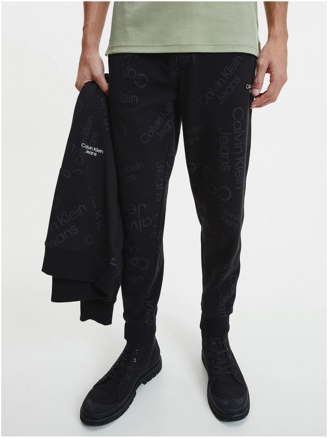 Černé pánské vzorované tepláky Calvin Klein Jeans