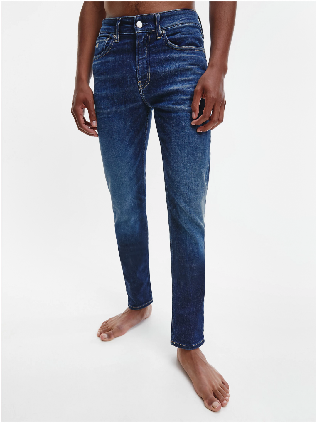 Tmavě modré pánské skinny fit džíny s vyšisovaným efektem Calvin Klein Jeans