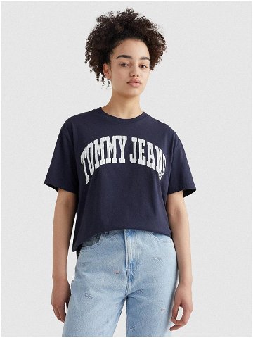 Tmavě modré dámské vzorované dlouhé tričko Tommy Jeans