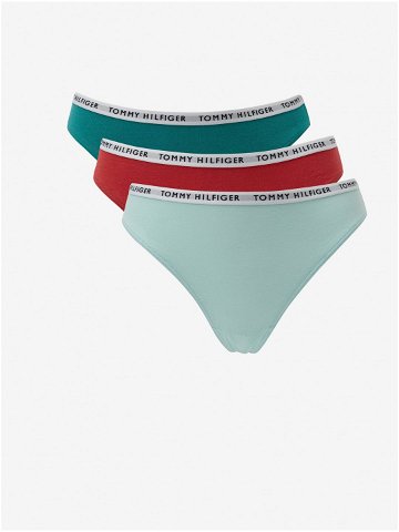 Sada tří tang ve světle modré zelené a červené barvě tang Tommy Hilfiger Underwear