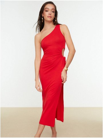 Červené šaty s průstřihem Trendyol