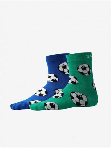 Sada dvou párů vzorovaných ponožek v modré a zelené barvě SAM 73 Unupo