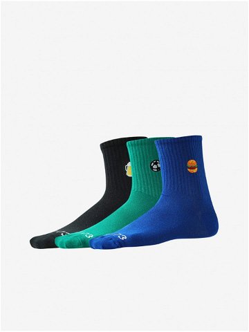 Sada tří párů pánských ponožek v černé zelené a modré barvě SAM 73 Grijalus