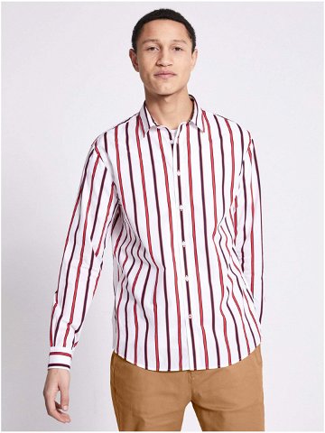 Červeno-bílá pánská pruhovaná košile Celio Nausa