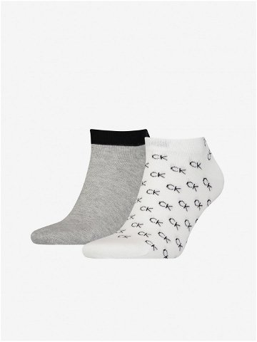 Sada dvou párů pánských vzorovaných ponožek v šedé a bílé barvě Calvin Klein Underwear