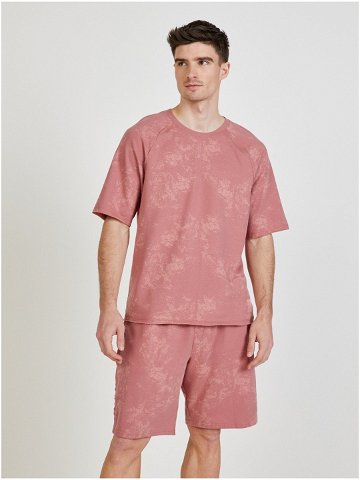 Růžové pánské vzorované tričko na spaní Calvin Klein Underwear