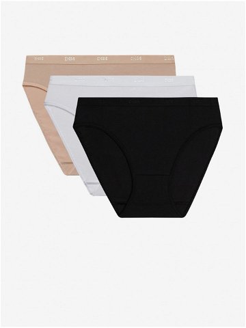Sada tří dámských kalhotek v bílé černé a tělové barvě Dim ECO LES POCKETS SLIP