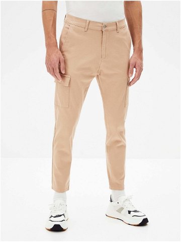 Béžové pánské zkrácené kalhoty s kapsami Celio Cargo Ronar