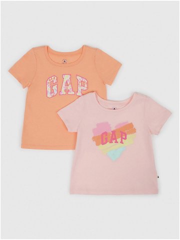 Barevná holčičí trička logo GAP 2ks