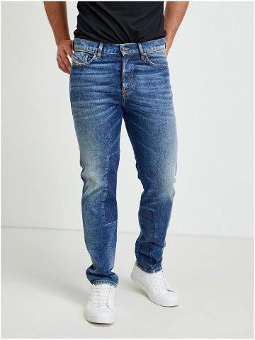 Modré pánské slim fit džíny s vyšisovaným efektem Diesel Fining