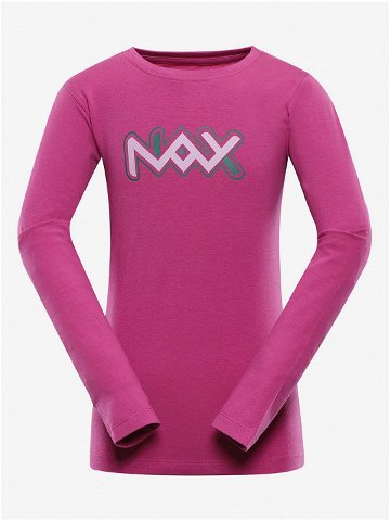 Růžové holčičí tričko s dlouhým rukávem a potiskem NAX Pralano