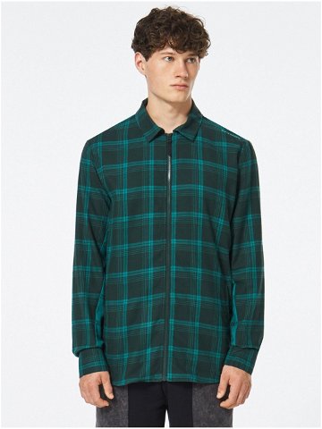 Zelená pánská lehká kostkovaná košilová bunda Oakley