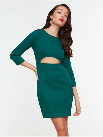 Zelené pouzdrové šaty s průstřihem Trendyol