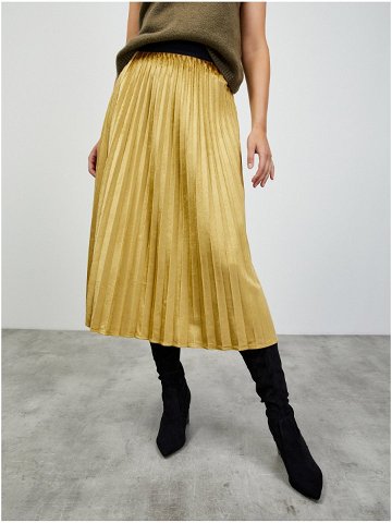 Plisovaná midi sukně ve zlaté barvě a sametové úpravě ZOOT lab Nova